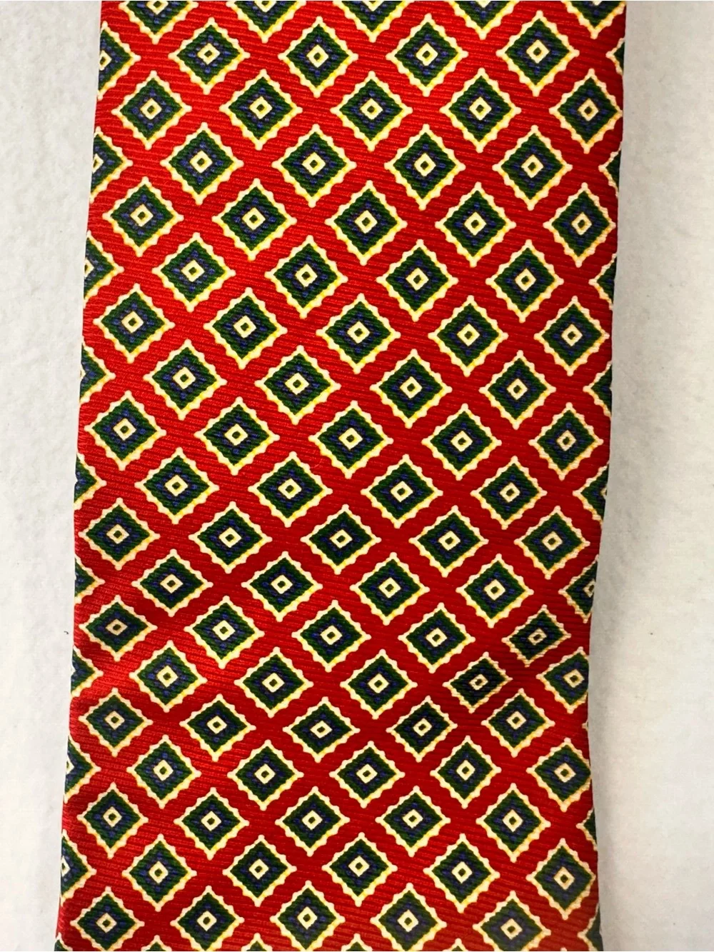 Men's Red Geometric Silk Tie Vintage Brooks Brothers Makers Multicolor Necktie